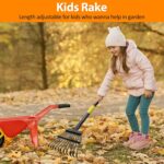 Rake, Garden Rake for Leaves, Heavy Duty Metal Leaf Rake with 37-65 inch Adjustable Steel Handle, 11 Tines Small Narrow Rake for Lawns Yard Flower Bed Grass Mulch Shrub Camping Gardening - Image 7