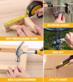 12V Drill Driver Power Tool Combo Kits with Cordless Drill, Professional Household Home Tool Kit Set, DIY Hand Tool Kits for Garden Office House Repair Yellow - Image 6