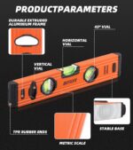 12" Level & Tool Aluminum Reinforced Torpedo Level (12inch) - Image 4