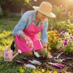 Blueweenly 9 Pcs Garden Tools Set Gardening Gifts for Women Include 6 Heavy Duty Garden Hand Tools 1. 6L Christian Galvanized Metal Watering Can Apron Gloves Ideal Gifts for Women Mom Grandma(Pink) - Image 3