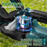 Cordless Hedge Trimmer for 18V Battery, Electric Bush Trimmer 22 Inches Dual-Action, 3/4" Cutting Capacity Handheld Shrub Pruning Trimmer for Garden, Grass, Lawn(NO Battery) - Image 2