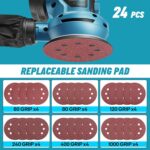 Cordless Random Orbital Sander for 18v Battery (NOT Included), Electric Palm Orbital Sander with Dust Collector, 6 Variable Speeds, 24Pcs Sandpaper for Sanding Polishing Wood - Image 4