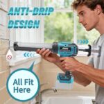 Cordless Caulking Gun for Makita 18v Battery(No Battery), Electric Caulk Gun w/17Pcs Caulking Finisher Kit, 6-Speed, LED Light, Auto Retract, 10OZ Caulk Gun for Filling, Sealing, Repair - Image 2