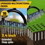 Lawn Aerator Tool with 16 Steel Spikes, Grass Aerator Lawn Tools with Spring-Loaded Design & Adjustable T-Handle, Pre-Assembled Hand Aerator Lawn Tool for Lawn, Courtyard and Garden - Image 2