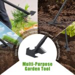 Garden Tool,2 in 1 Heady Duty Sharp Garden Weeding with Arrow Shaped End，45 inch Long Handle, Hand Weed Rake and Action for Gardening Weed Removal Tool - Image 6