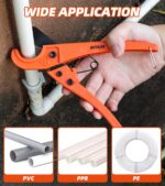 Pipe Cutter, High Performance Teflon blade Made Ratchet-type Pipe Cutter, One-hand Fast Pipe Cutting Tool for PVC PPR PE PEX Pipe and Other Plastic Pipe (1-3/8''(33mm MAX)) - Image 6