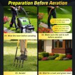 Knee-Friendly Manual Lawn Aerator Tool, 42.6-45 Inch Adjustable Height Core Aerator for Grass, Pre-Assembled Yard Aeration Tool with 4 Hollow Tines for Lawn Care and Compacted Soil - Image 4