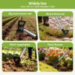 2-in-1 Stand-Up Weeder and Tool with Telescoping Handle, Multi-Function Garden Weeding Tool with 6 Sharp Tines and Flat Edge - Image 7