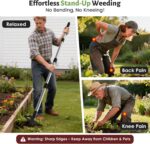 2-in-1 Stand-Up Weeder and Tool with Telescoping Handle, Multi-Function Garden Weeding Tool with 6 Sharp Tines and Flat Edge - Image 3