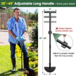 Half Moon Edger Lawn Tool, Sharp Saw-Tooth Hand Lawn Edging Tool for Landscaping, 49" Adjustable Long Handle Manual Edgers with T-Grip for Sidewalk Flower Bed Yard Garden Border Cable Burying - Image 5
