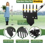 Garden Tool, 17-58" Weed Puller Tool with Long Handle, 2-in-1 Hand Weed Rake and Garden for Gardening Weeding, Stand Up Heavy Duty Weeder Remover Tool for Yard Lawn Patio Garden - Image 2