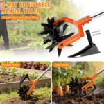Pankay Rotary Hand Tiller for Gardening, Garden Cultivator Tool with Tilling Blade, 63’’ Adjustable Stainless Steel Poles Cultivators for Gardening, Lawn Care, Reseeding Grass, Soil Mixing - Image 4