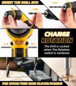 12V Drill Driver Power Tool Combo Kits with Cordless Drill, Professional Household Home Tool Kit Set, DIY Hand Tool Kits for Garden Office House Repair Yellow - Image 4