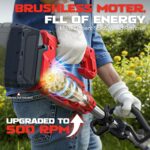 Cordless 2-in-1 Tiller Cultivator & Weed Wacker Compatible with Milwaukee 18V Battery(Tool Only), 500RPM Electric Garden Tiller String Trimmer, 9" Tilling Width 9.4" Depth for Garden Lawn Cultivation - Image 3