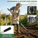 Garden Tool, 17-58" Weed Puller Tool with Long Handle, 2-in-1 Hand Weed Rake and Garden for Gardening Weeding, Stand Up Heavy Duty Weeder Remover Tool for Yard Lawn Patio Garden - Image 5