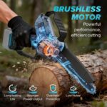 Mini Chainsaw Cordless 8 Inch & 10 Inch for 18V Battery (NOT Included), Brushless Electric Chain Saw with Auto Oiler, Power Handheld Chainsaw for Garden Tree Branch Wood Cutting - Image 2