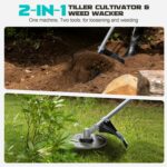 Cordless 2-in-1 Tiller Cultivator & Weed Wacker Compatible with Makita 18V Battery(Tool Only), 500RPM Electric Garden Tiller String Trimmer, 9" Tilling Width 9.4" Depth for Garden Lawn Cultivation - Image 2
