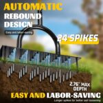 Lawn Aerator Tool with 24 Steel Spikes, Grass Aerator Lawn Tools with Spring-Loaded Design & Adjustable T-Handle, Pre-Assembled Hand Aerator Lawn Tool for Lawn, Courtyard and Garden - Image 3