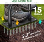 Spike Lawn Air Aerator - Grass Aerator Lawn Tool with Spare Spikes, Manual Yard Aerator for Lawn, Garden Aerator Tool for Compact Soil (Black+Yellow 01) - Image 2