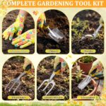 Blueweenly 9 Pcs Garden Tools Set Gardening Gifts for Women Include 6 Heavy Duty Garden Hand Tools 1. 6L Christian Galvanized Metal Watering Can Apron Gloves Ideal Gifts for Women Mom Grandma(Yellow) - Image 3