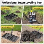 Lawn Leveling Rake with 17"x10" Curved Ground Plate, Heavy Duty Long Handle Lawn Leveler Tool for Leveling Compost Soil Dirt Sand Grass Peat Moss 58 Inch - Image 7