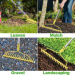 Garden Rakes for Lawns Heavy Duty, 6 FT Bow Rake for Leaves, 17-Tines Metal Rake with Stainless Steel Handle for Yard Leveling, Landscape, Loosening Soil, Yellow - Image 7