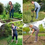 73" Adjustable Long Handle Heavy Duty Stirrup Cultivator Gardening Tool, Black Metal, Manual Operation, Garden - Image 7