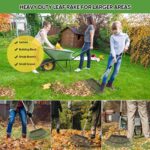 Garden Leaf Rakes, 6FT Rakes for Lawns Heavy Duty 25 Metal Tines 18.5 inch Wide, Adjustable Steel Handle, Rakes for Leaves, Gathering Shrub, Grass, Flower Beds (Stainless Steel - Black) - Image 6