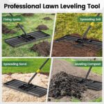 Lawn Leveling Rake with 30"x10" Foldable Curved Ground Plate, Heavy Duty 72" Long Handle Lawn Leveler Tool for Leveling Compost Soil Dirt Sand Grass Peat Moss - Image 7